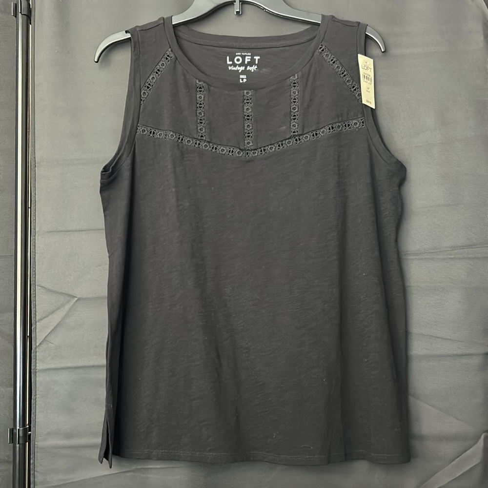 NWT LOFT Vintage Soft Black Sleeveless Tee, LP